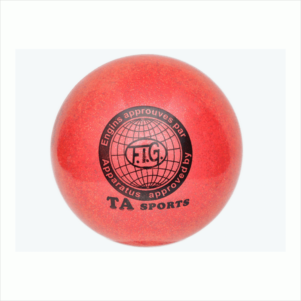Мяч для художественной гимнастики. Диаметр 15 см (детский) Цвет красный с блестками