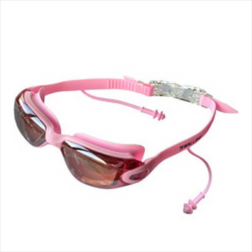 Очки для плавания зеркальные с берушами R18170 (розовые)