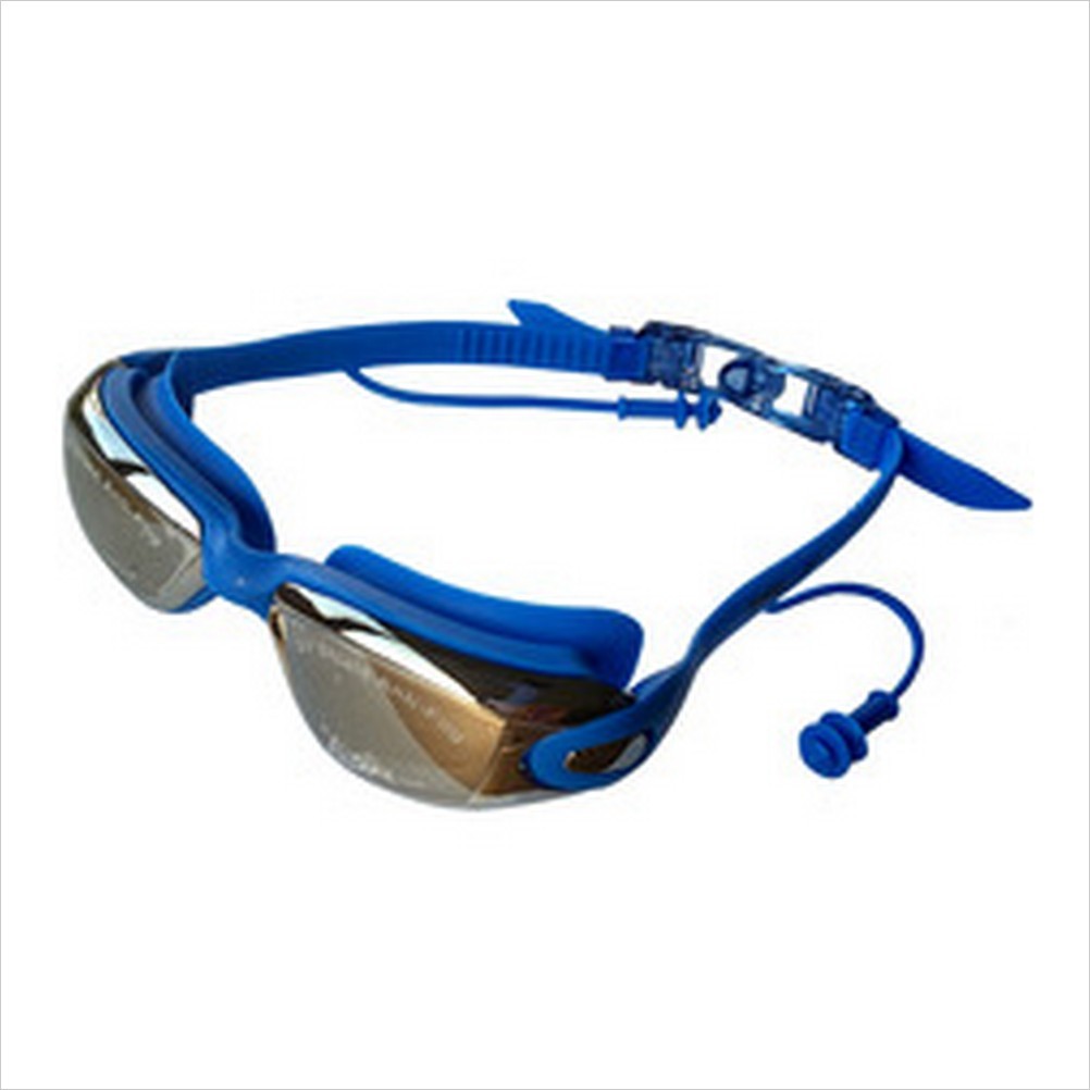Очки для плавания зеркальные с берушами R18170 (синие)