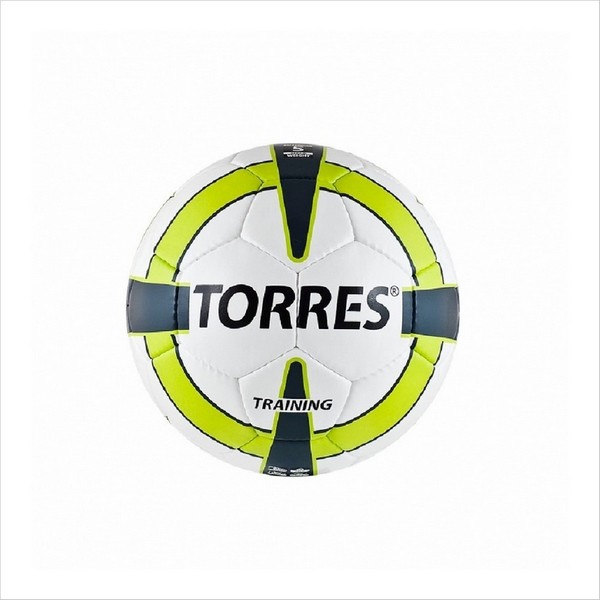 Мяч футб. "TORRES Training",арт.F30054,р.4, 32 панели. PU, 4 под. слоя, ручная сшивка, бело-зел-сер
