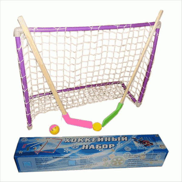 Хоккейный набор детский (2клюшки+2ворот с сеткой+шайба+мяч)
