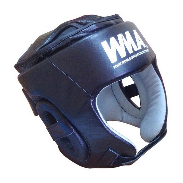 Шлем защитный бокс натуральная кожа (черно/белый)