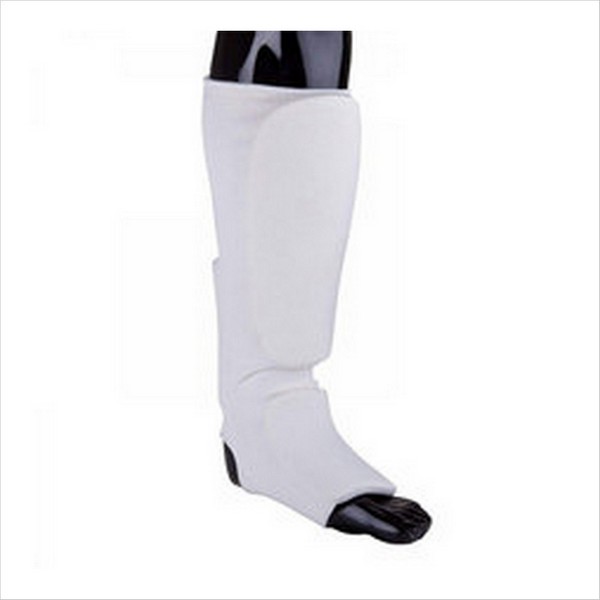 Защита ног(для единоборств, от колена до пальцев, хлопок с эластиком , поролон , цвет белый)