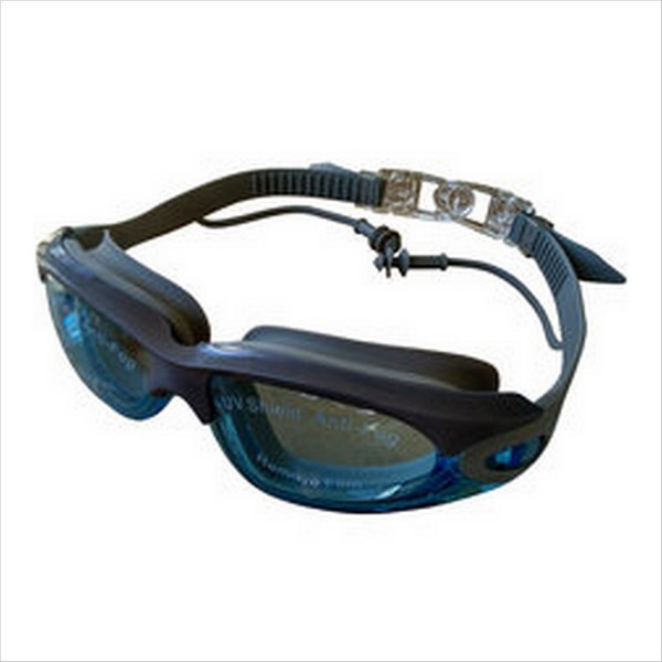 Очки для плавания+ беруши R18168 (серебро, стекла-голубые)