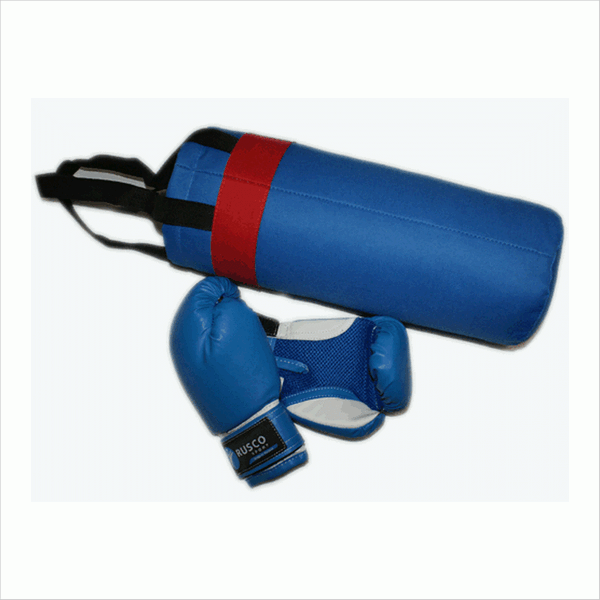 Набор бокс. детс. RUSCOsport (перчатки  4 ун.к/з мешок)синий (С-4)