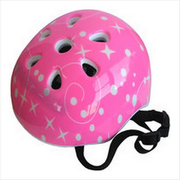 Шлем велосипедный (розовые звезды), 6 отверстий, на застежке D26052-3