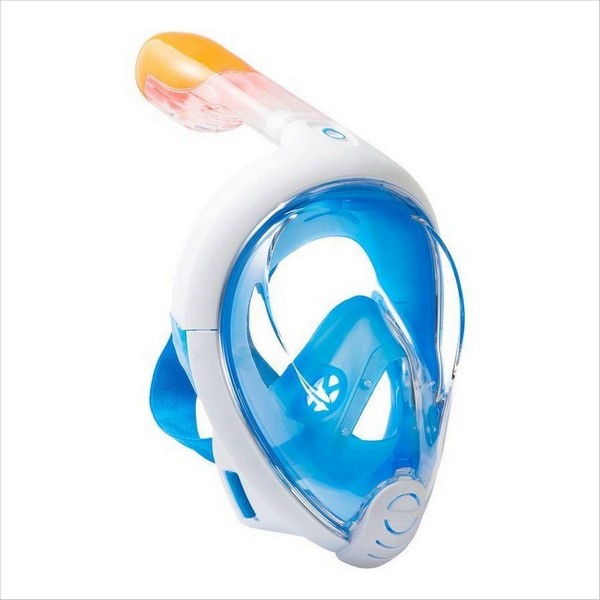 Подводная маска для плавания (снорклинга) Free Breath с заглушками для ушей  (синяя)