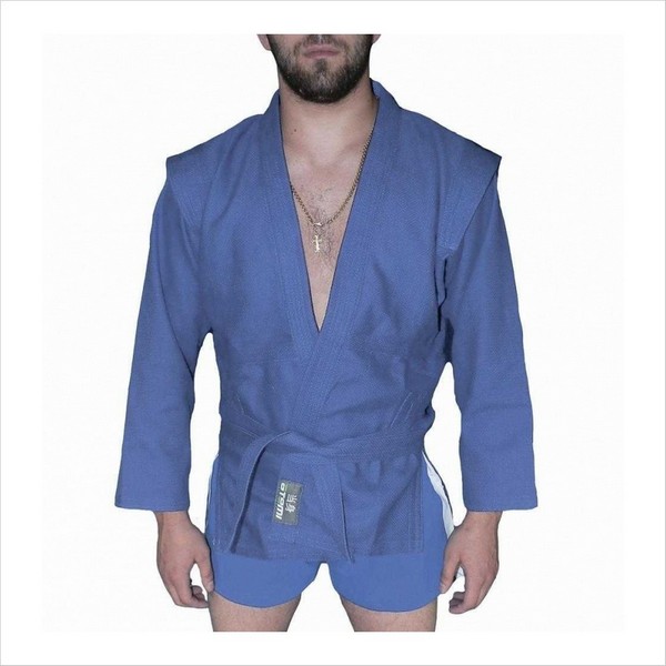 Куртка для самбо ёлочка без подкладки,синее, плотность 500 гр/м2,