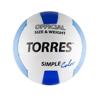 Мяч вол. "TORRES Simple" арт.V30105, р.5, синт.кожа (ТПУ), маш. сшивка, бут. камера, бело-черный