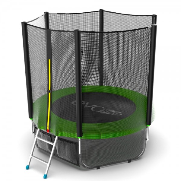 EVO JUMP External 6ft (Green) + Lower net. Батут с внешней сеткой и лестницей, диаметр 6ft (зеленый) + нижняя сеть