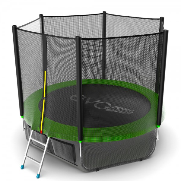 EVO JUMP External 8ft (Green) + Lower net. Батут с внешней сеткой и лестницей, диаметр 8ft (зеленый) + нижняя сеть