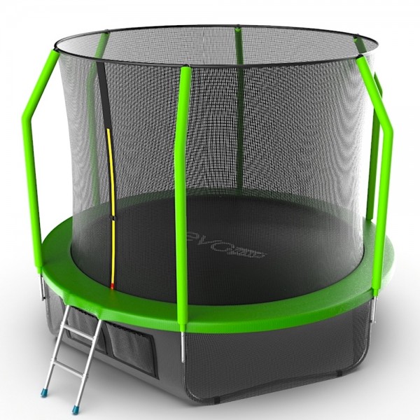 EVO JUMP Cosmo 10ft (Green) + Lower net. Батут с внутренней сеткой и лестницей, диаметр 10ft (зеленый) + нижняя сеть