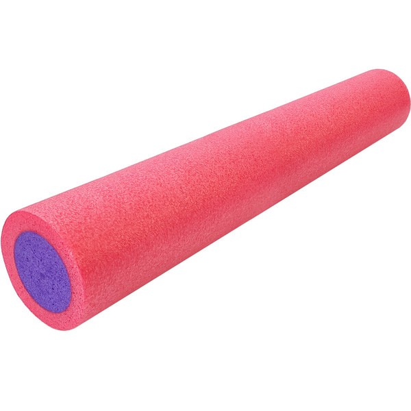 Ролик для йоги полнотелый 2-х цветный B31513  (розово-фиолетовый) 90х15см.