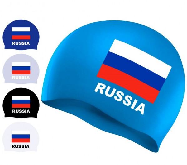 Шапочка для плавания SPRINTER. Классический дизайн с изображением флага России.