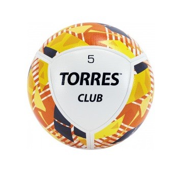 Мяч ф/б TORRES Club, р5, 32 пан PU, 4подкл.слоя (underglass, ручн сшивка, беж-оранж-сер)