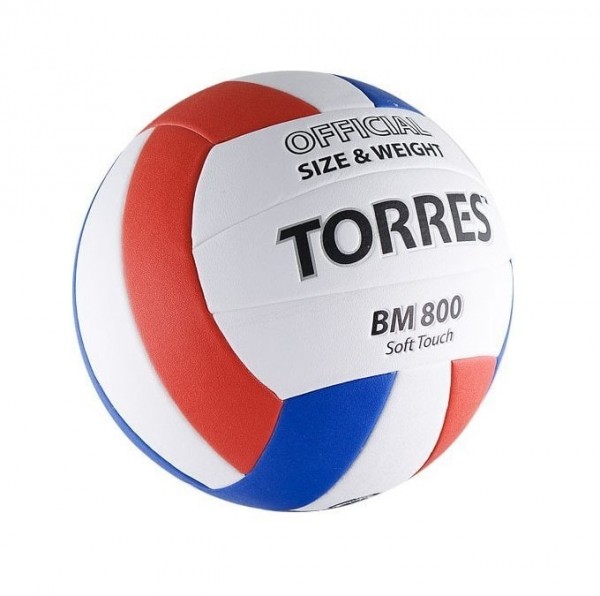 Мяч в/б TORRES BM800, р5, синт кожа PU, клееный (бут кам, бел-син-крас)