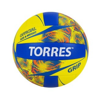 Мяч вол. "TORRES Grip Y" арт.V32185, р.5, синт.кожа (ТПУ), маш. сшивка, бут.камера,желто-синий